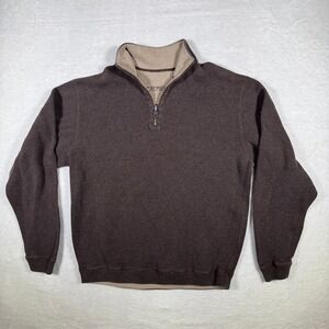 Cremieux Quarter Zip Sweater Mens Brown Long‎ Sleeve Pullover M